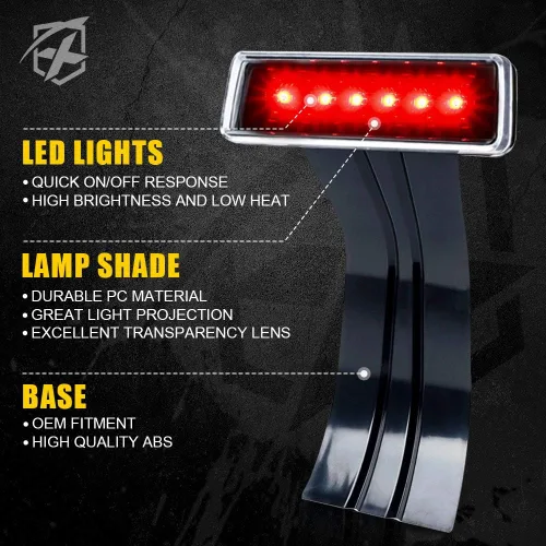 Vista 3 de Xprite Luces LED de Tercera Luz de Freno con Lente Transparente, Luz de Parada Trasera de Montaje Alto Compatible con Jeep Wrangler JK 2007-2018
