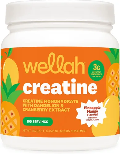 Vista 17 de Wellah Creatina para mujer (50 porciones) Blue Hawaii - 0.11 onzas de monohidrato de creatina en polvo con diente de león y extracto de arándano