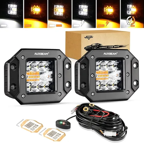 Vista 13 de Auxbeam Barra de luz LED de 3 pulgadas, 72 W, color ámbar/blanco, luces de conducción todoterreno para camión, SUV, barco, 4x4, Jeep Wrangler