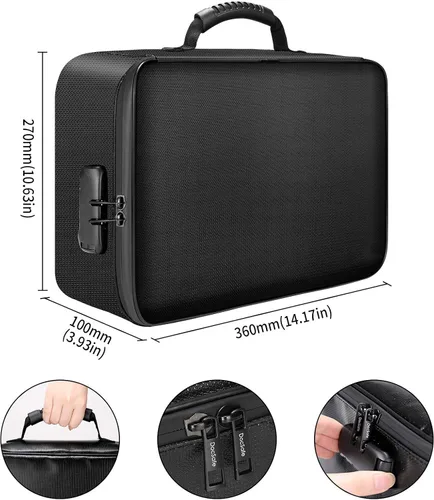 Vista 4 de DocSafe Bolsa organizadora de archivos, juego de caja de documentos ignífuga con cerradura