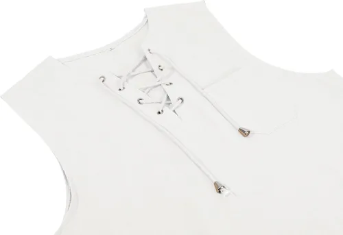 Vista 4 de utcoco Men's Summer Beach Hippie Sleeveless Shirts Lace Up Cotton Linen Tank Tops with Pocket