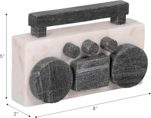 Vista 4 de Sagebrook Home Figura moderna Boombox – Decoración decorativa hecha a mano de piedra y mármol – Decoración contemporánea para el hogar y la oficina