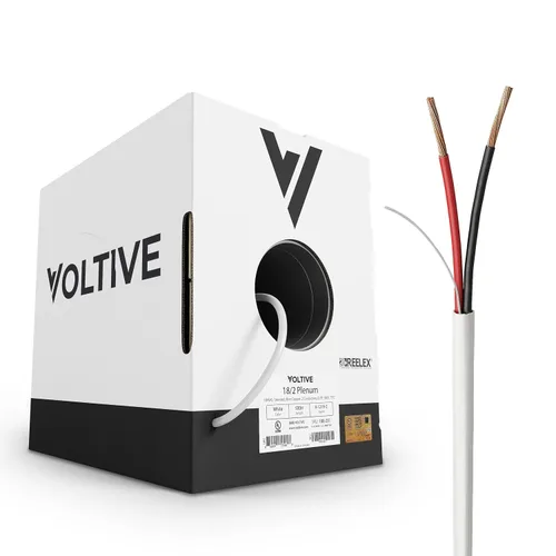 Vista 16 de Voltive Cable de altavoz 12/2, Plenum CL3P, blanco, 500 pies - 12 AWG, 2 conductores, cobre trenzado sin oxígeno, listado UL - V-1214-2
