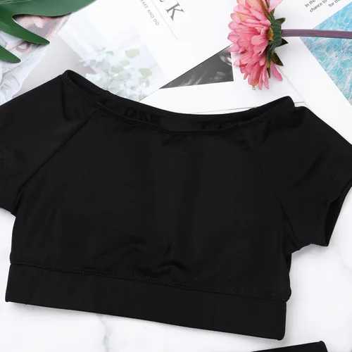 Vista 2 de Traje de baño deportivo sin mangas con pantalones cortos para entrenamiento y fitness para niñas y niñas