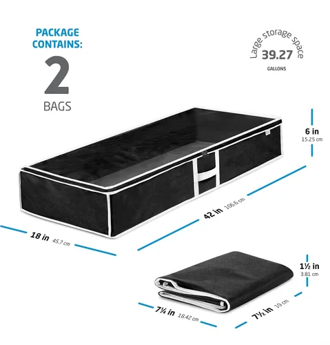 Vista 7 de ZOBER - Bolsa de almacenamiento para guardar debajo de la cama Negro