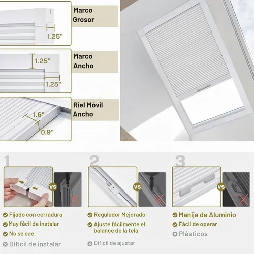 Vista 5 de Persianas y persianas opacas para ventana, persianas celulares inalámbricas con aislamiento térmico, persianas de panal para ventanas inclinadas