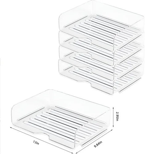 Vista 4 de Organizador de Papel de 4 Niveles para Escritorio, Bandeja de Papel Organizador de Escritorio Apilable, Ideal para Suministros de Oficina