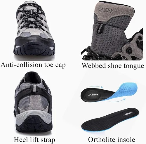 Vista 2 de ZASEPY Men's Hiking Shoes Waterproof Anti Slip Outdoor Boots Low Top Ankle Hiker Trekking Trail Shoe for Men All Weather
