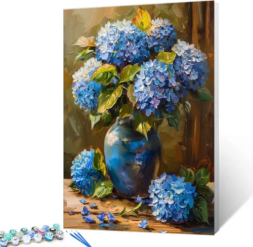 Vista 16 de Tucocoo Pintura de girasoles para ventana por números para adultos, kits de pintura al óleo digital sobre lienzo con pinceles y pigmento acrílico