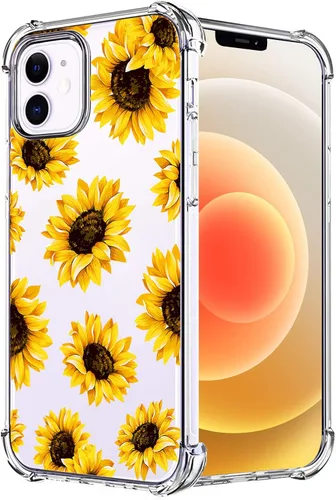 Vista 51 de Funda transparente de girasol compatible con iPhone SE 2022 SE 2020 7 8, funda trasera floral para niñas y mujeres, funda protectora transparente