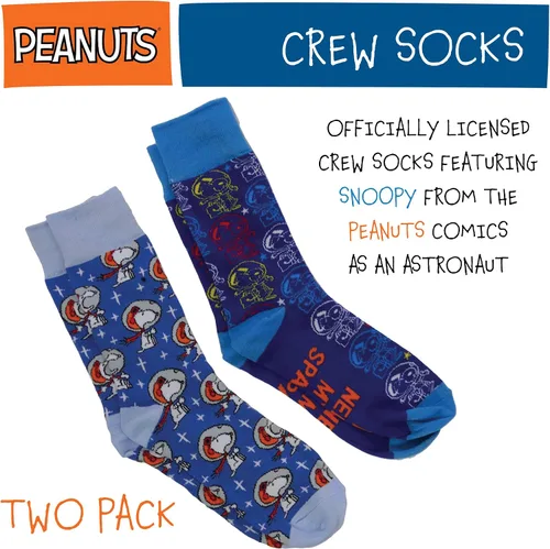 Vista 2 de Concept One Calcetines unisex para adultos Peanuts Snoopy Astronaut, azul, talla única de EE. UU, Azul Patchwork, talla única