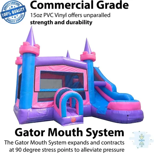 Vista 2 de TentandTable Tobogán acuático inflable para niños de 5 a 12 años, castillo animoso de grado comercial para adultos, casa de salto, incluye soplador