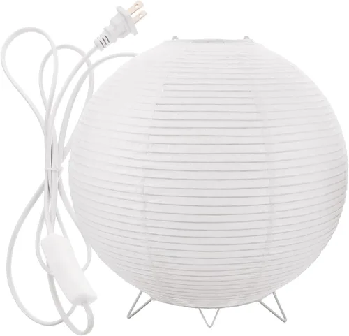 Vista 9 de Lámpara de mesa de papel con bombilla E14, luz suave y cálida para dormitorio, lámpara decorativa de papel de arroz para dormitorio, lámpara