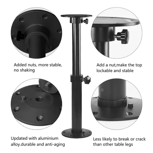 Vista 3 de Flylin Pedestal de mesa ajustable, soporte desmontable para patas de soporte, marco de montaje de base de aleación de aluminio de 17.8 a 27.2 Negro