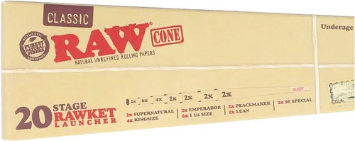Vista 4 de RAW Caja variada de Conos RAWKET de 20 etapas 7 tamaños diferentes: 1 1/4, King, 98s, Lean, Sobrenatural, Challenger, Emperador