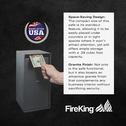 Vista 5 de FireKing Mini caja fuerte con cerradura de nariz única, caja de seguridad para el hogar, resistente al fuego, compacta segura para objetos de valor