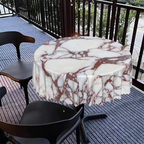 Vista 5 de Manteles redondos con temática de mármol, 48 pulgadas, tela impermeable, decorativo, reutilizable, lavable, a prueba de derrames, resistente a