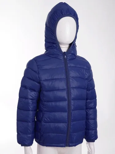 Vista 3 de Abrigo de invierno para niños y adolescentes, chaqueta acolchada de manga larga con capucha ultraligera