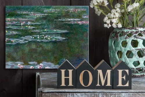 Vista 3 de Wieco Art Lienzos de nenúfares en lienzo para pared, imágenes de Claude Monet, flores famosas, pinturas al óleo para dormitorio, baño, hogar