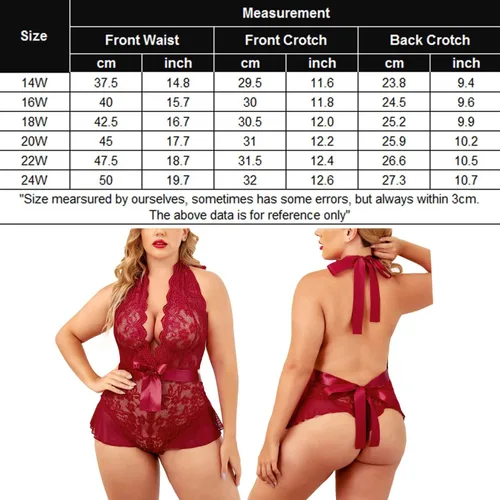 Vista 7 de Avidlove Lencería de talla grande para mujer, cuello en V profundo, lencería de encaje, camisón de encaje