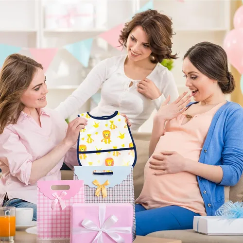 Vista 7 de 6 piezas de baberos impermeables para niños pequeños con bolsillo recogemigas, juego de baberos para bebés con ajuste para dientes de leche, baberos