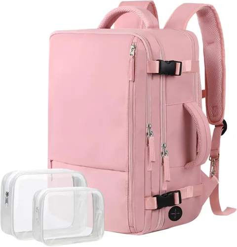 Vista 15 de Hanples Mochila de viaje para mujeres y hombres, mochila grande para artículos personales, mochila para laptop aprobada por la TSA Flight, Beige