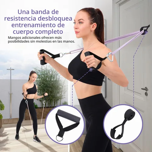 Vista 4 de Sportneer Bandas de resistencia para entrenar: bandas de dominadas de 5 a 130 libras, 5 niveles, bandas de ejercicio con asas y anclaje de puerta