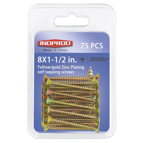 Vista 10 de Tornillos para madera #10 × 3/4", cabeza plana Phillips avellanada, acero con revestimiento de zinc amarillo, tornillos autorroscantes de alta