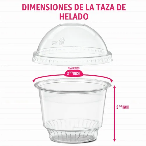 Vista 4 de Vasos de postre de plástico transparente de 8 onzas con tapas de cúpula sin agujero, 50 juegos de cuencos desechables para helados, parfait