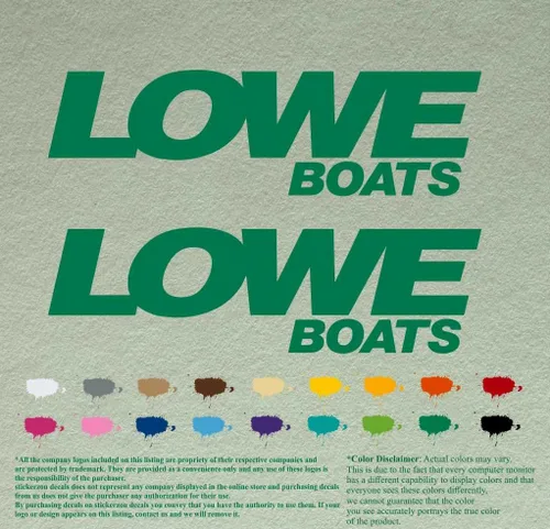Vista 4 de Par de calcomanías de vinilo de repuesto compatibles con Lowe Boats, motor fuera de borda, juego de 2 (12 pulgadas, negro 070)