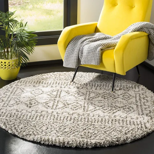 Vista 7 de SAFAVIEH Hudson Shag Collection - Alfombra decorativa de 2 x 3 pies, diseño marroquí marfil y gris, no desprende pelusa y de fácil cuidado, 2