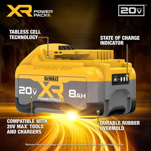 Vista 2 de DEWALT 20V MAX XR POWERPACK 8.0 Ah Batería para herramienta eléctrica (DCB2108)