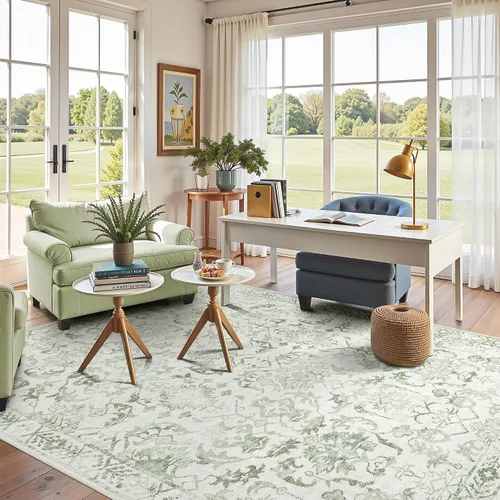 Vista 37 de Alfombra de área pequeña de 2 x 3 pulgadas, color beige, para entrada, baño, cocina, antideslizante, de pelo bajo, lavable, moderna alfombra bohemia