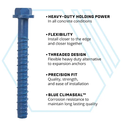 Vista 2 de Tapcon + Anclajes de hormigón Climaseal™ de cabeza hexagonal de servicio pesado 1/2 x 3, 10
