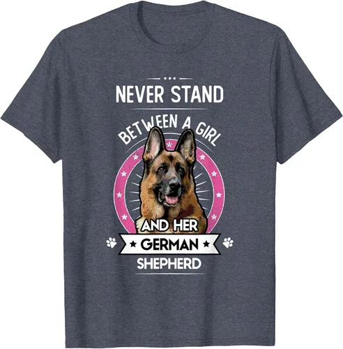 Vista 47 de Never Stand Between A Girl and Her German Shepherd T-Shirt Asphalt Grey