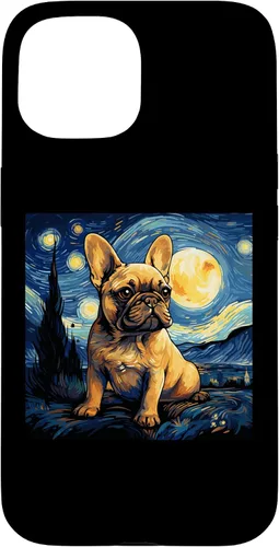 Vista 6 de Funda para iPhone 14 Pro Max Van Gogh Dog Bulldog francés