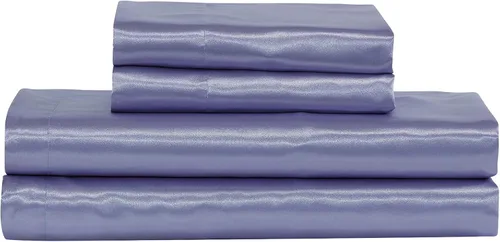 Vista 24 de Mk Collection - Juego de sábanas de satén sedoso suave y de color sólido con bolsillo profundo (azul aguamarina, individual)
