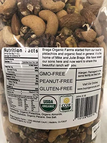 Vista 2 de Braga Organic Farms Mezcla de nueces tostadas/saladas, bolsa de 2 lb