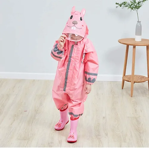 Vista 7 de SSAWcasa Toddler Rain Suit, Kids Muddy Play Buddies One Piece Hoodie Rain Jacket Coat Poncho Gear Coverall Baby Girl Boy