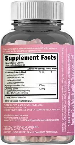 Vista 2 de Probióticos vaginales para mujeres, equilibrio de pH, prebióticos de extracto de arándano y mezcla de lactobacillus, suplemento de salud vaginal