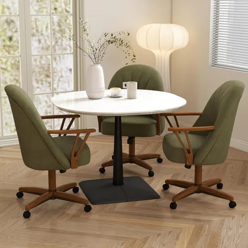 Vista 2 de Chromcraft Juego de 1 sillas giratorias inclinables, sillas con ruedas para sala de cocina
