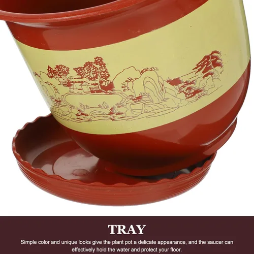 Vista 3 de FAVOMOTO 6pcs Large Thickened Red Clay Plastic Orchid Pots with Saucers, Indoor Succulent Nursery Plant Containers for Drainage and Transplanting