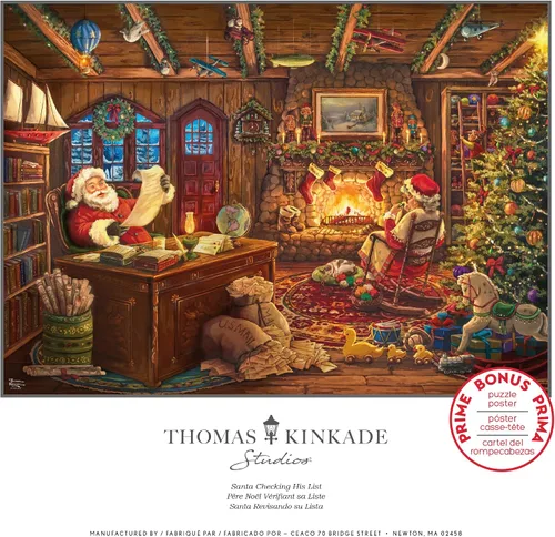 Vista 6 de Ceaco - Thomas Kinkade - Vacaciones - Santa comprobando su lista - Rompecabezas de 1000 piezas
