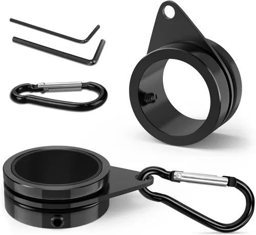 Vista 8 de Paquete de 2 anillos de poste de bandera de aleación de aluminio, anillos de montaje de bandera giratorios de 360 grados, kit de poste de bandera