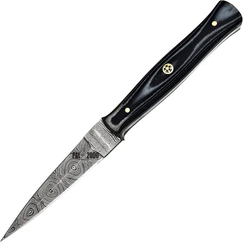 Vista 8 de PAL 2000 KNIVES DAM-2055 Cuchillo de caza hecho a mano de acero de Damasco de 8.4 pulgadas - Mango de micarta con funda