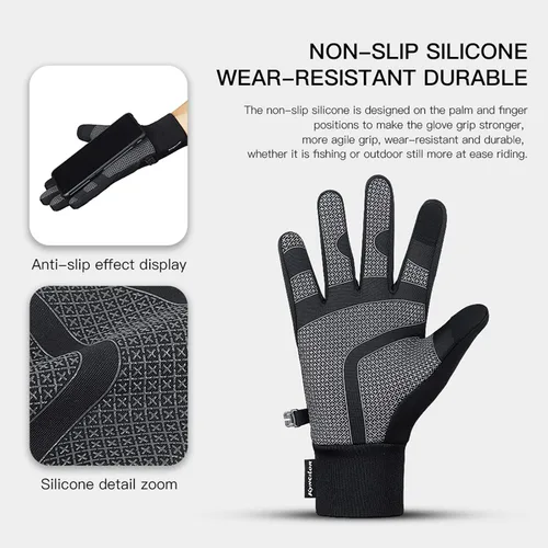 Vista 5 de Guantes cálidos de invierno, delgados y resistentes al viento, impermeables, guantes térmicos, palma antideslizante, guantes flexibles para pantalla