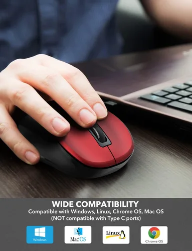 Vista 6 de Trueque Mouse inalámbrico para laptop, mouse ergonómico de 2.4 G con 3 niveles de DPI ajustables, botones de página arriba y abajo, mouse USB