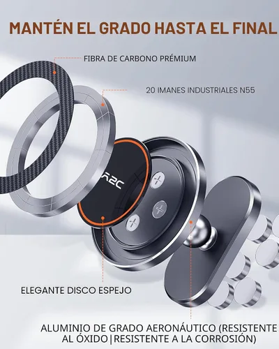 Vista 6 de A2C - Soporte magnético de aleación p/carrito de golf compatible con MagSafe iPhone 17 Pro Max Air, Plus 16, 15, 14, 13, 12, Mini; se adapta a EZGO