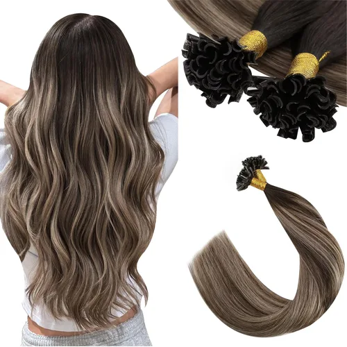 Vista 38 de Ugeat - Extensiones de cabello humano con microanillo, 14 pulgadas, extensiones de cabello Remy con microcuentas de 1 gm/hebra, 50 gms, extensiones