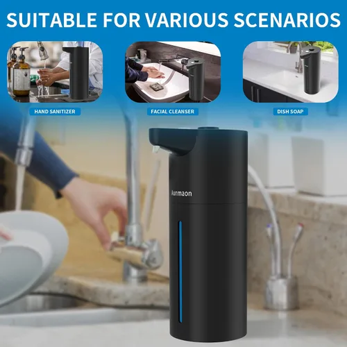 Vista 7 de Dispensador automático de jabón sin contacto, 15 niveles, cocina baño negro Negro brillante